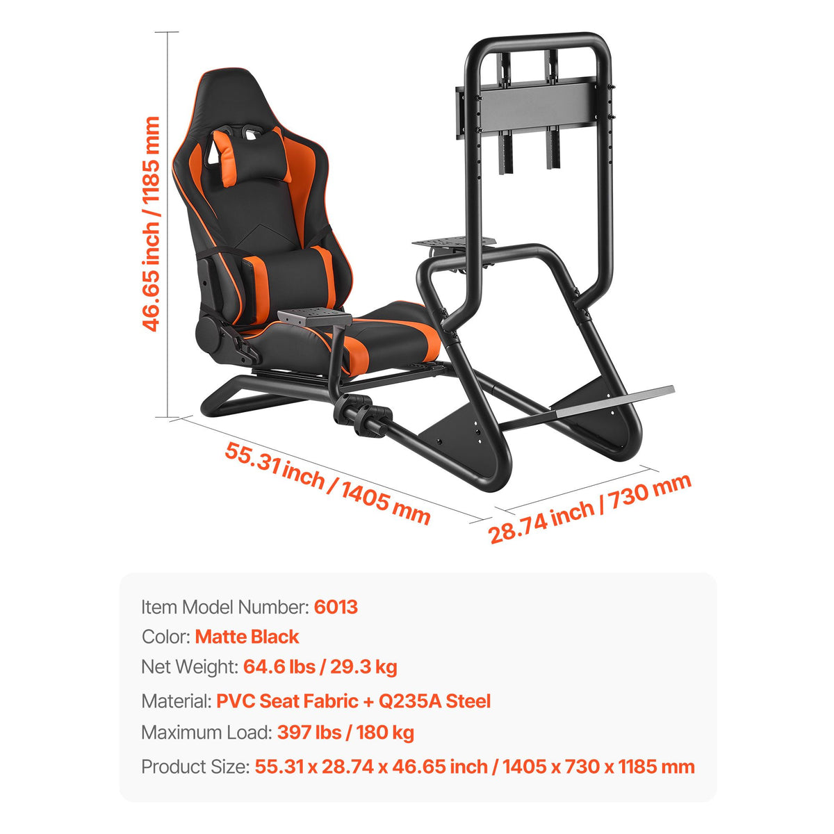 Racing Wheel Stand, Heavy-Duty Simulator Cockpit Steering Wheel Stand with Monitor Stand, Fit Logitech G25,G27,G29,G920,G923, Thrustmaster T300RS,TX F458,T500RS,T3PA-PRO (F1/GT) and CSR Pedals