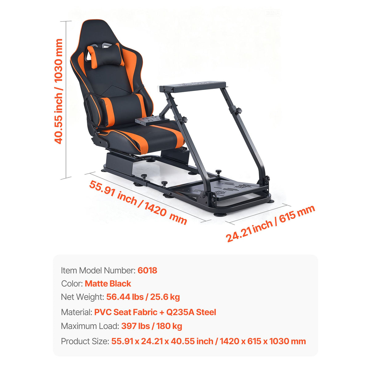 Racing Wheel Stand, Heavy-Duty Simulator Cockpit Steering Stand with Dual-Rail Dual-Arm, Fit Logitech G25,G27,G29,G920,G923, Thrustmaster T300RS,TX F458,T500RS,T3PA-PRO (F1/GT) and CSR Pedals