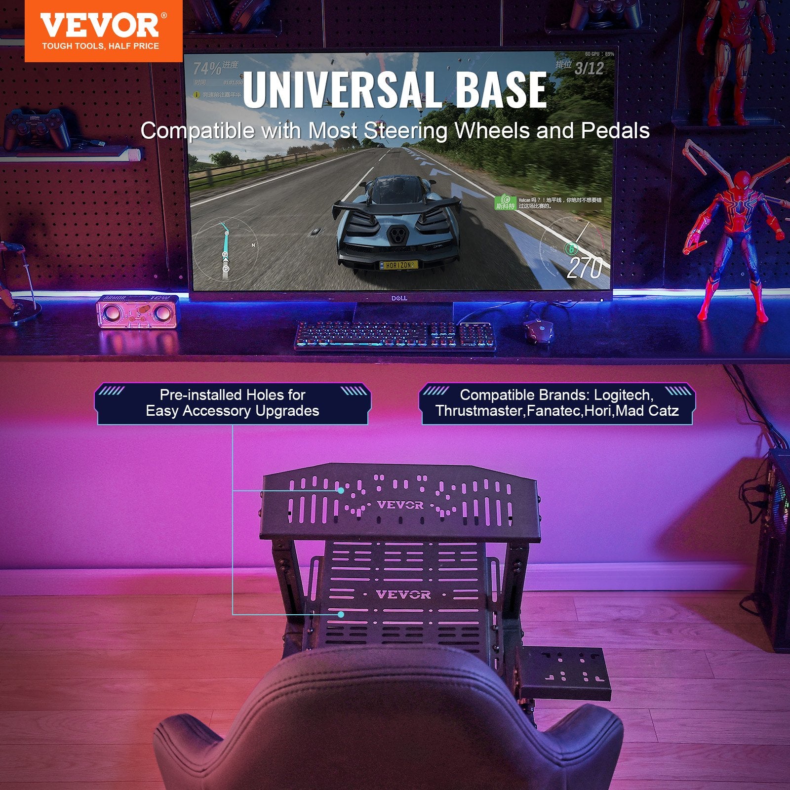 Automotive Parts: VEVOR Heavy Duty Racing Wheel Stand for Logitech G923/G920/G29 Max330LBS Compact