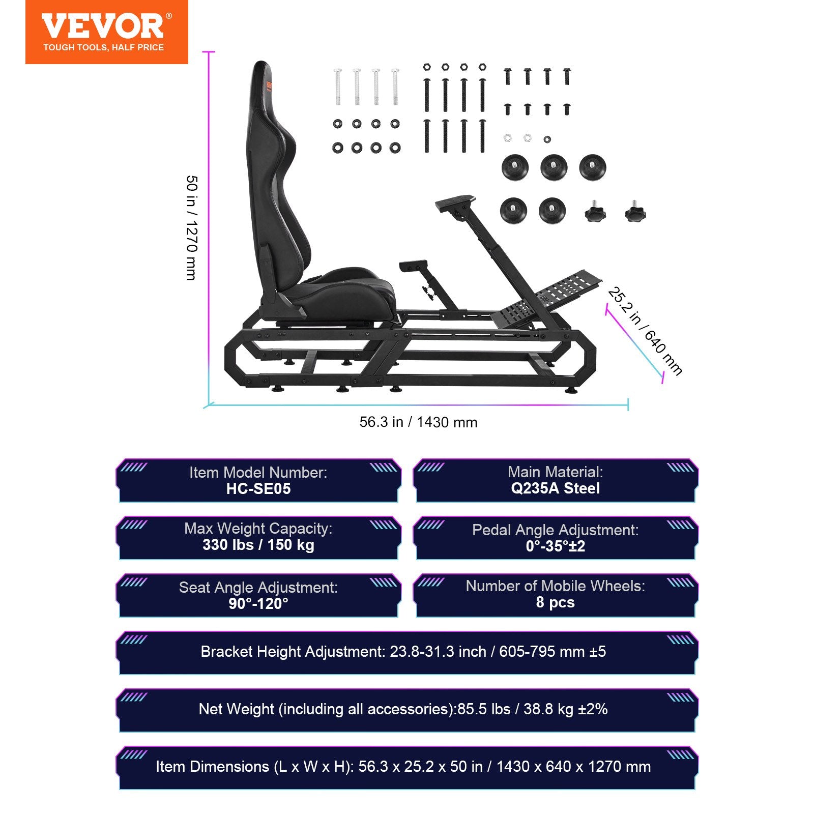 Automotive Parts: VEVOR Heavy Duty Racing Wheel Stand for Logitech G923/G920/G29 Max330LBS Compact