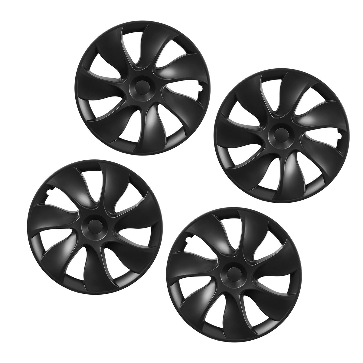Hubcaps Wheel Covers for 2021-2024 Tesla Model Y, 19 Inch Set of 4 Wheel Rim Cover Hubcaps OEM Style Replacement, R19 Size Snap On Car Hub Caps, Premium 7-Spoke ABS Tire Rim Caps, Matte Black