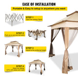 Tents: VEVOR Outdoor Canopy Gazebo Tent, Portable Canopy Shelter with 11\'x11\' Large Shade Space for Party, Backyard, Patio Lawn and Garden, 4 Sandbags, Carrying Bag and Netting Included, Brown