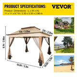Tents: VEVOR Outdoor Canopy Gazebo Tent, Portable Canopy Shelter with 11\'x11\' Large Shade Space for Party, Backyard, Patio Lawn and Garden, 4 Sandbags, Carrying Bag and Netting Included, Brown