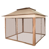 Tents: VEVOR Outdoor Canopy Gazebo Tent, Portable Canopy Shelter with 11\'x11\' Large Shade Space for Party, Backyard, Patio Lawn and Garden, 4 Sandbags, Carrying Bag and Netting Included, Brown