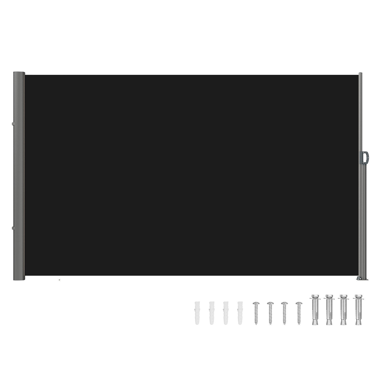 Canopies & Gazebos: VEVOR Retractable Side Awning, 160X300cm Aluminum Outdoor Privacy Screen, 280g Polyester Water-proof Retractable Patio Screen, UV 30+ Room Divider Wind Screen for Patio, Backyard, Balcony, Black