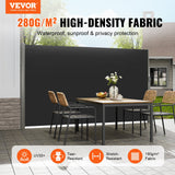 Canopies & Gazebos: VEVOR Retractable Side Awning, 160X300cm Aluminum Outdoor Privacy Screen, 280g Polyester Water-proof Retractable Patio Screen, UV 30+ Room Divider Wind Screen for Patio, Backyard, Balcony, Black