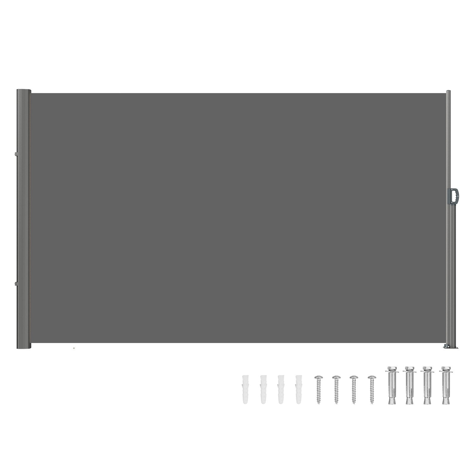 Awnings: VEVOR Retractable Side Awning, 160X300m Aluminum Outdoor Privacy Screen, 280g Polyester Water-proof Retractable Patio Screen, UV 30+ Room Divider Wind Screen for Patio, Backyard, Balcony, Gray