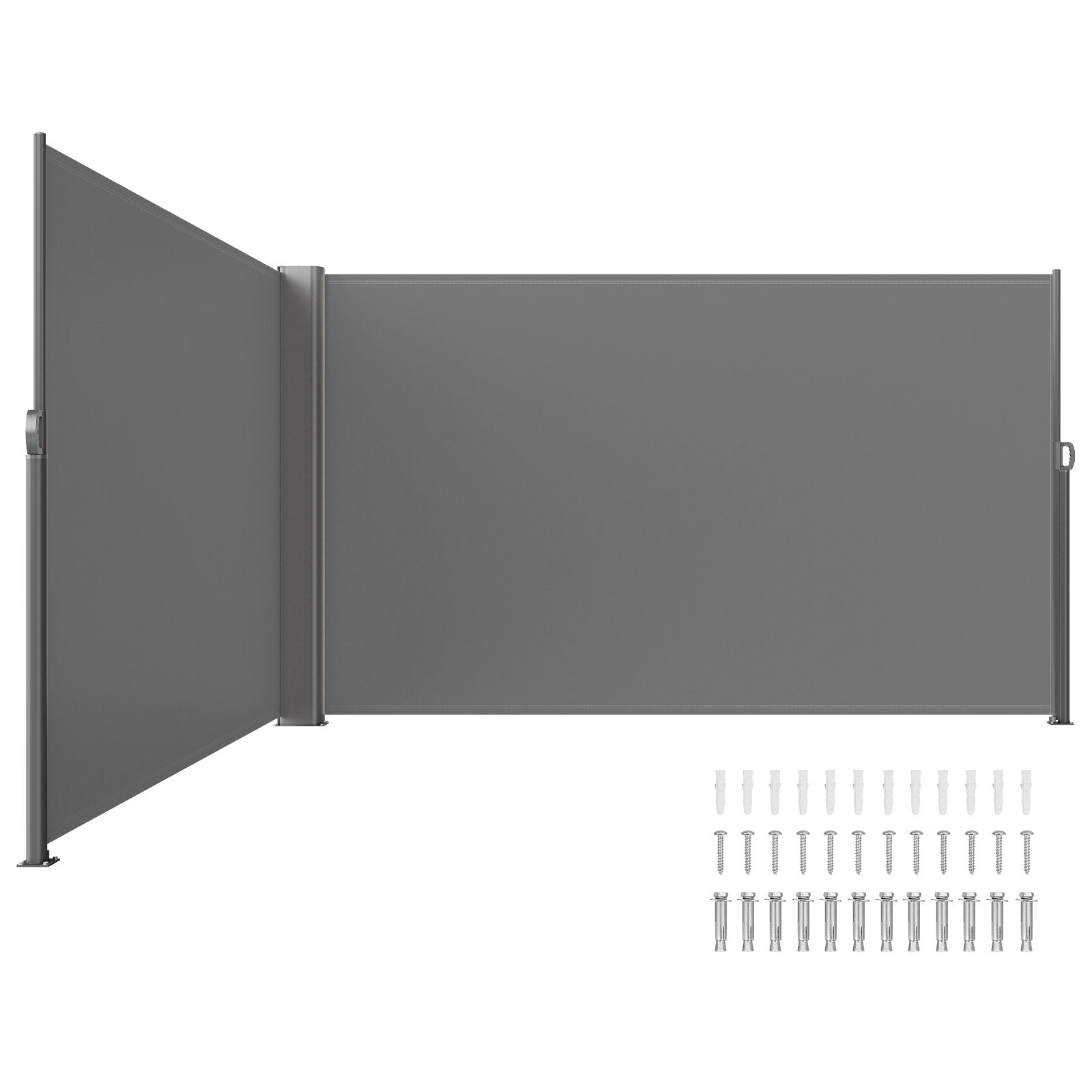 Canopies & Gazebos: VEVOR Retractable Side Awning, 160X600cm Aluminum Outdoor Privacy Screen, 280g Polyester Water-proof Retractable Patio Screen, UV 30+ Room Divider Wind Screen for Patio, Backyard, Balcony, Gray