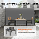 Canopies & Gazebos: VEVOR Retractable Side Awning, 180X300cm Aluminum Outdoor Privacy Screen, 280g Polyester Water-proof Retractable Patio Screen, UV 30+ Room Divider Wind Screen for Patio, Backyard, Balcony, Gray