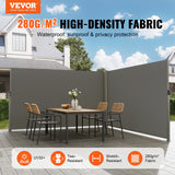 Canopies & Gazebos: VEVOR Retractable Side Awning, 180X600cm Aluminum Outdoor Privacy Screen, 280g Polyester Water-proof Retractable Patio Screen, UV 30+ Room Divider Wind Screen for Patio, Backyard, Balcony, Gray