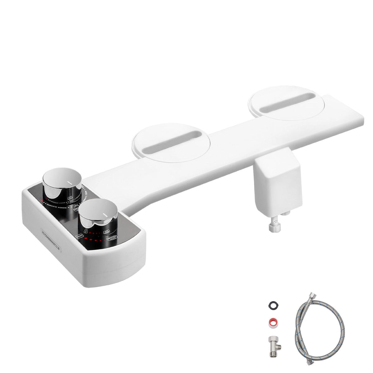 Bidet Attachment for Toilet, Non-Electric Bidet Toilet Seat Attachment - Dual Retractable Nozzles, Adjustable Water Pressure,  Easily Installed Cold Water Sprayer for Rear Feminine Wash, White
