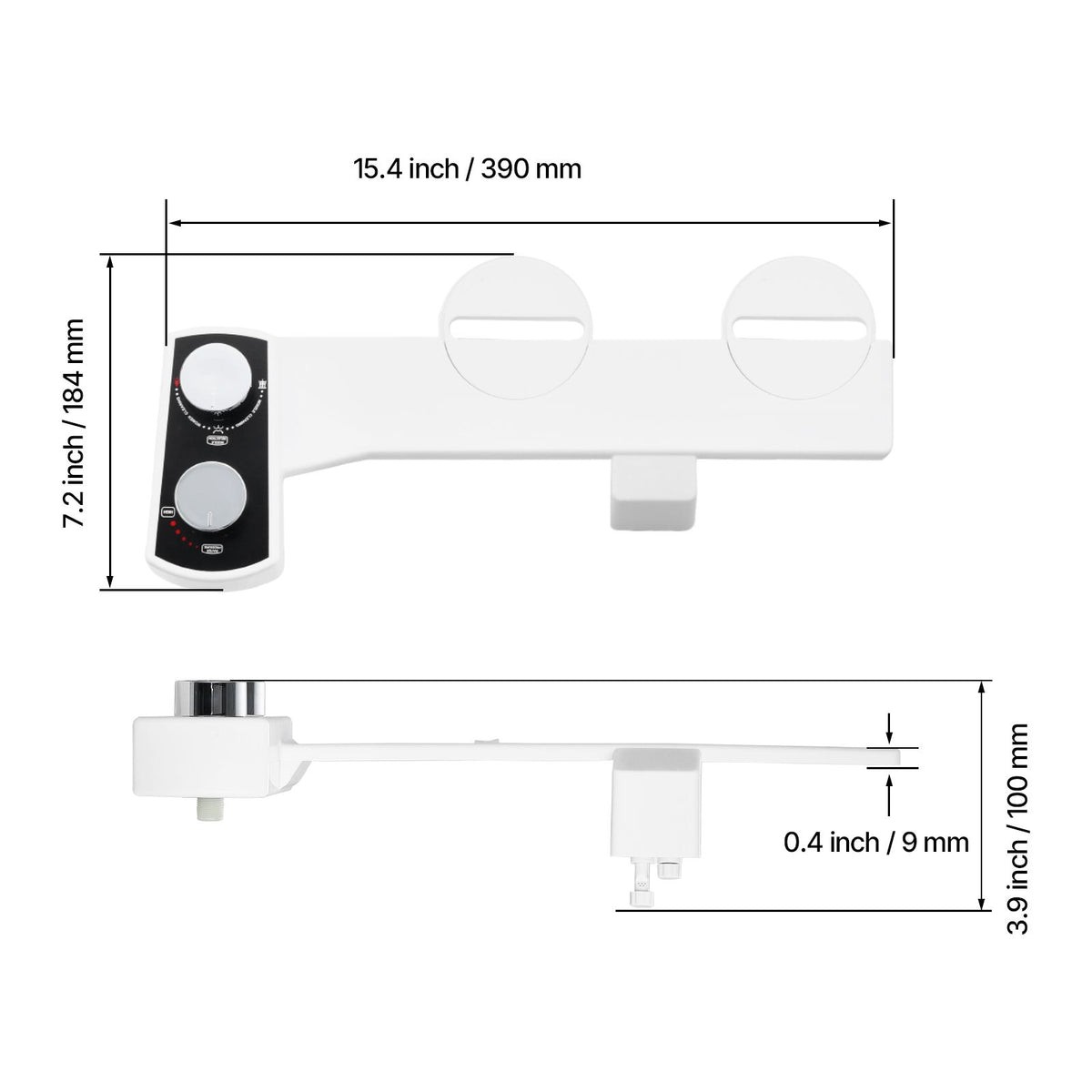 Bidet Attachment for Toilet, Non-Electric Bidet Toilet Seat Attachment - Dual Retractable Nozzles, Adjustable Water Pressure,  Easily Installed Cold Water Sprayer for Rear Feminine Wash, White