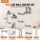 Coat Racks: VEVOR Wall Mounted Cat Shelves, Cat Wall Shelves and Perches with Jumping Boards, Hammock, Sofa, Cat Tree & Cat Grip, Cat Furniture and Shelves up to 40 lbs for Sleeping, Playing, Climbing, Set of 6
