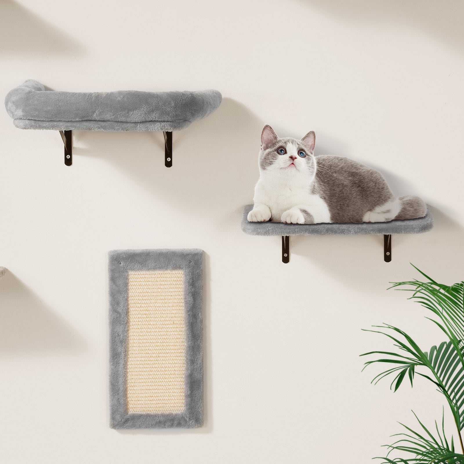 Coat Racks: VEVOR Wall Mounted Cat Shelves, Cat Wall Shelves and Perches with Jumping Boards, Hammock, Sofa, Cat Tree & Cat Grip, Cat Furniture and Shelves up to 40 lbs for Sleeping, Playing, Climbing, Set of 6