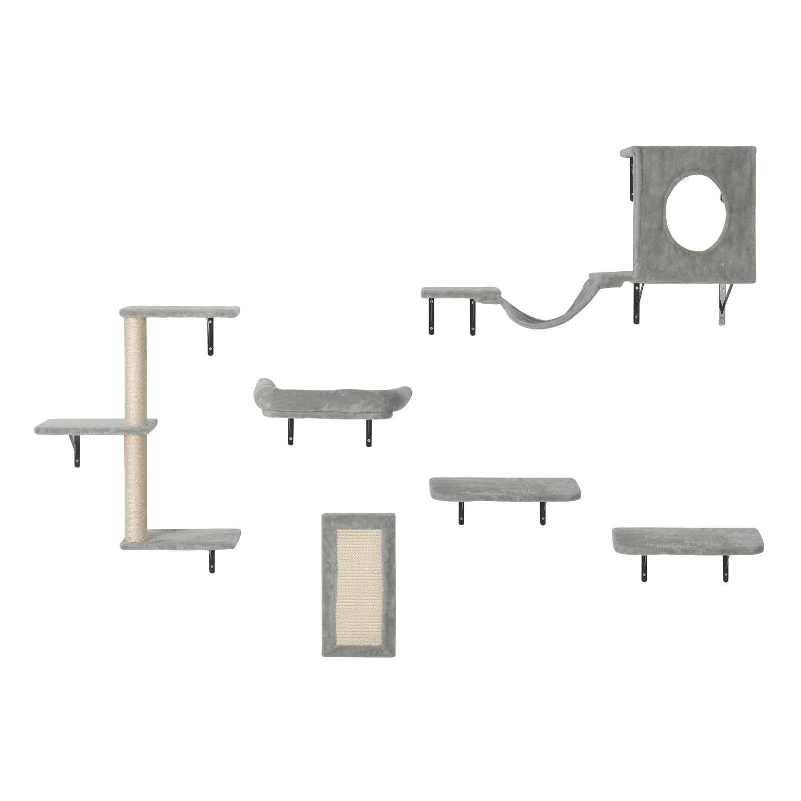 Coat Racks: VEVOR Wall Mounted Cat Shelves, Cat Wall Shelves and Perches with Jumping Boards, Hammock, Sofa, Cat Tree & Cat Grip, Cat Furniture and Shelves up to 40 lbs for Sleeping, Playing, Climbing, Set of 6