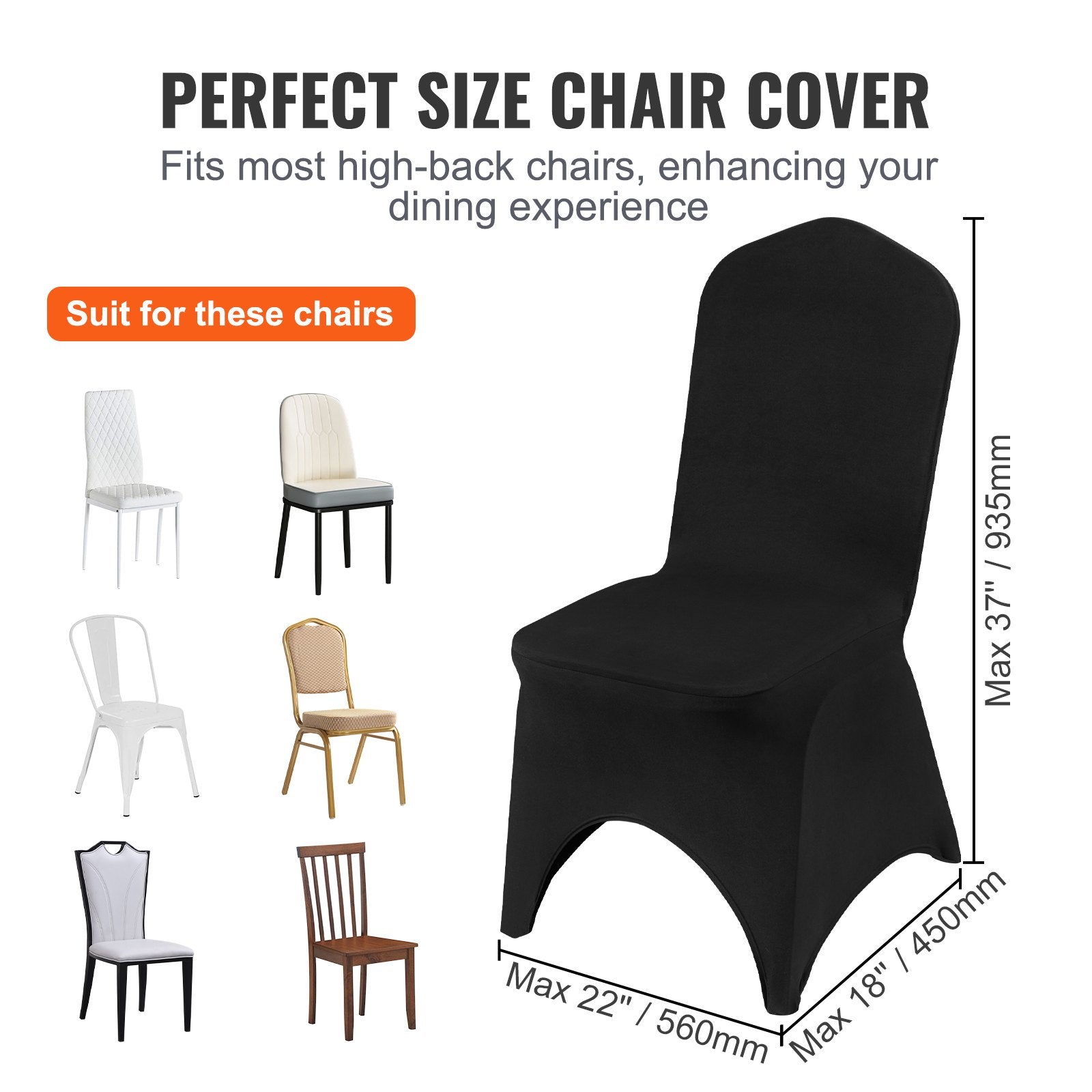 Automotive Repair & Speciality Tools: VEVOR 50 PCS Black Chair Covers Polyester Spandex Stretch Wedding Party Banquet