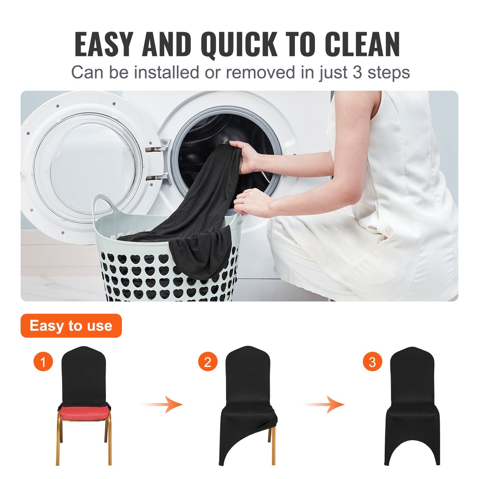Automotive Repair & Speciality Tools: VEVOR 50 PCS Black Chair Covers Polyester Spandex Stretch Wedding Party Banquet