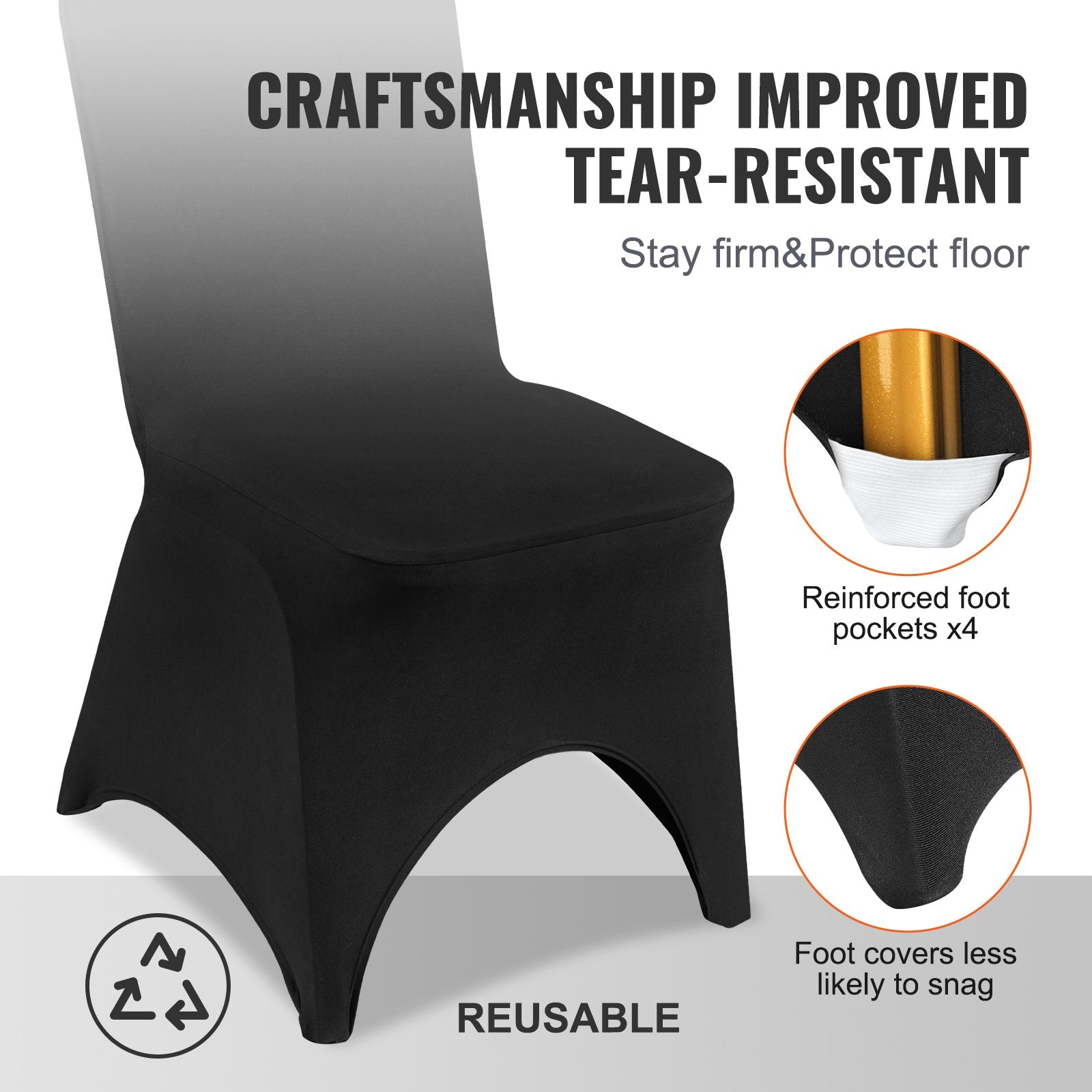 Automotive Repair & Speciality Tools: VEVOR 50 PCS Black Chair Covers Polyester Spandex Stretch Wedding Party Banquet