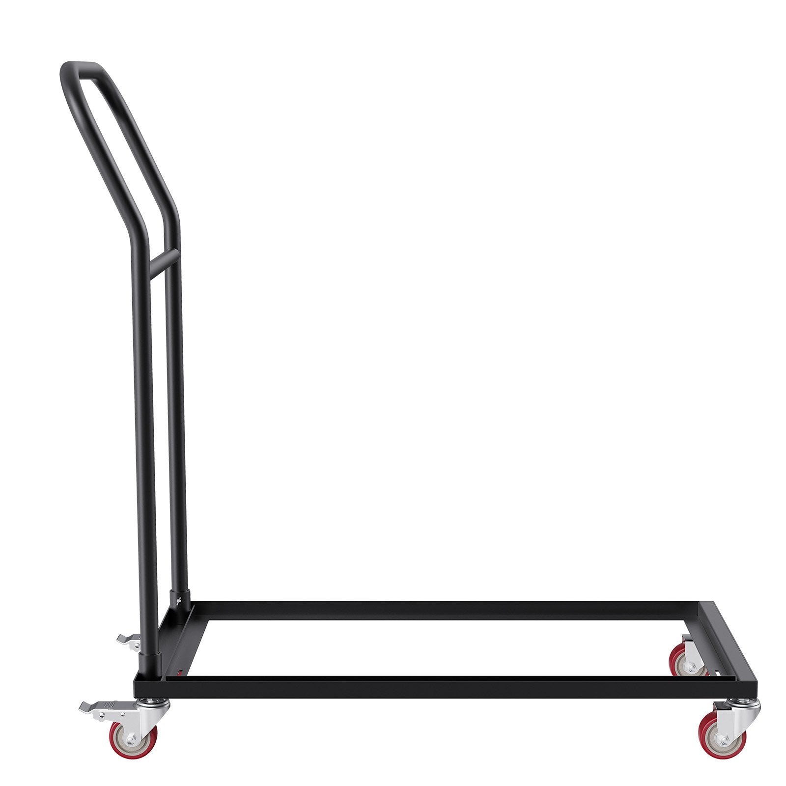 Folding Chair Dolly, Iron Commercial Cart with 12 Chairs Capacity, Folding Chairs Rack Trolley with 4 Casters, Storage Transport Dolly for Flat Stacking Plastic Resin and Wood Chairs, Black