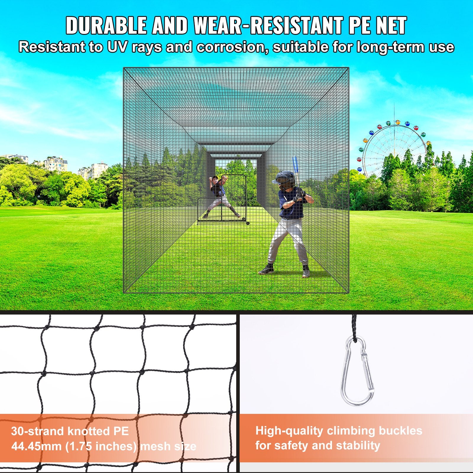 Basketball & Basketball Accessories: VEVOR Baseball Batting Netting, Professional Softball Baseball Batting Hitting Training Net, Practice Portable Pitching Cage Net with Door & Carry Bag, Heavy Duty Enclosed PE Netting,1676CM (NET ONLY)