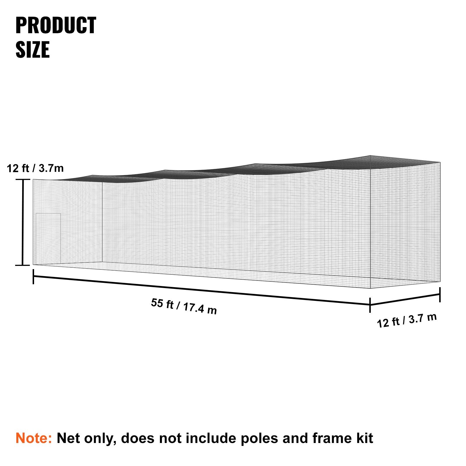 Basketball & Basketball Accessories: VEVOR Baseball Batting Netting, Professional Softball Baseball Batting Hitting Training Net, Practice Portable Pitching Cage Net with Door & Carry Bag, Heavy Duty Enclosed PE Netting,1676CM (NET ONLY)