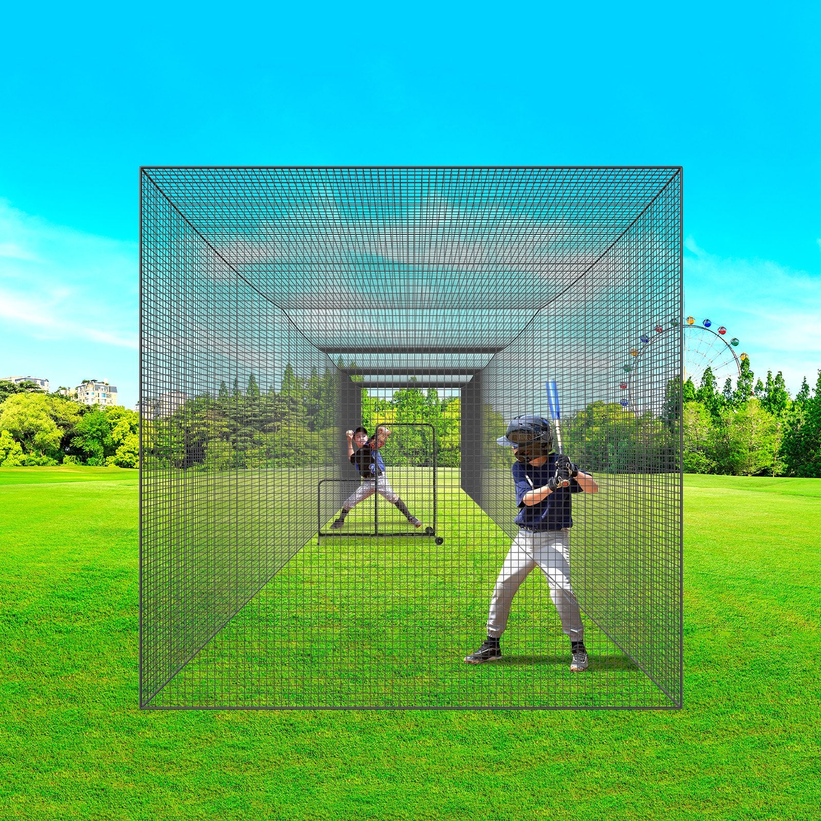 Basketball & Basketball Accessories: VEVOR Baseball Batting Netting, Professional Softball Baseball Batting Hitting Training Net, Practice Portable Pitching Cage Net with Door & Carry Bag, Heavy Duty Enclosed PE Netting,1676CM (NET ONLY)