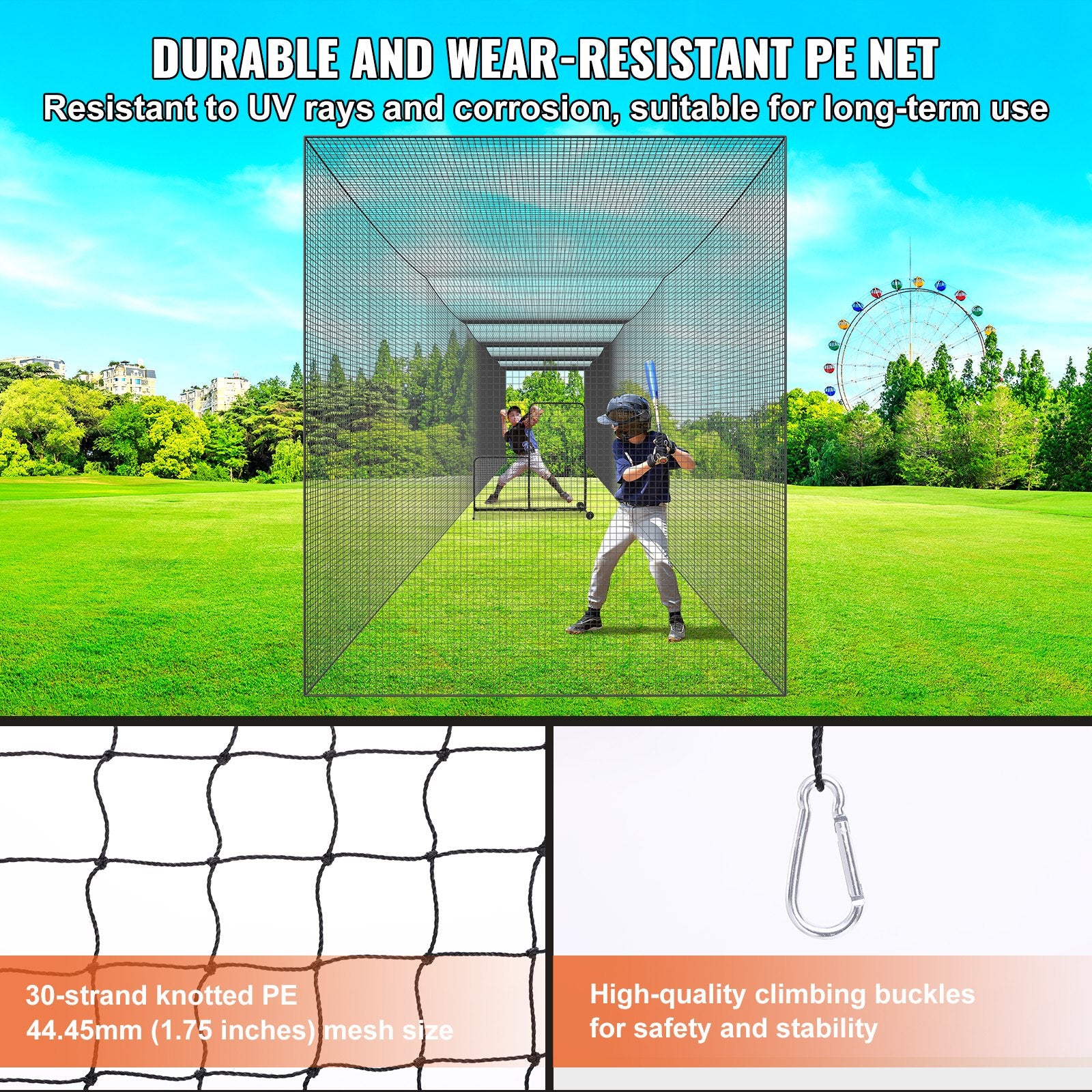 Basketball & Basketball Accessories: VEVOR Baseball Batting Netting, Professional Softball Baseball Batting Hitting Training Net, Practice Portable Pitching Cage Net with Door & Carry Bag, Heavy Duty Enclosed PE Netting,2133CM (NET ONLY)