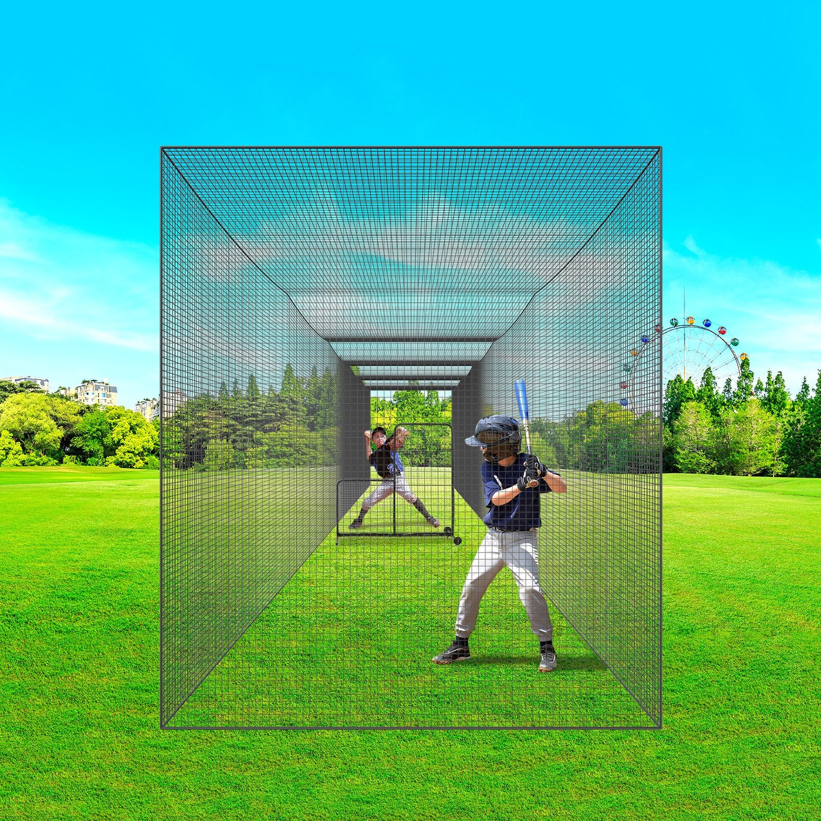 Basketball & Basketball Accessories: VEVOR Baseball Batting Netting, Professional Softball Baseball Batting Hitting Training Net, Practice Portable Pitching Cage Net with Door & Carry Bag, Heavy Duty Enclosed PE Netting,2133CM (NET ONLY)