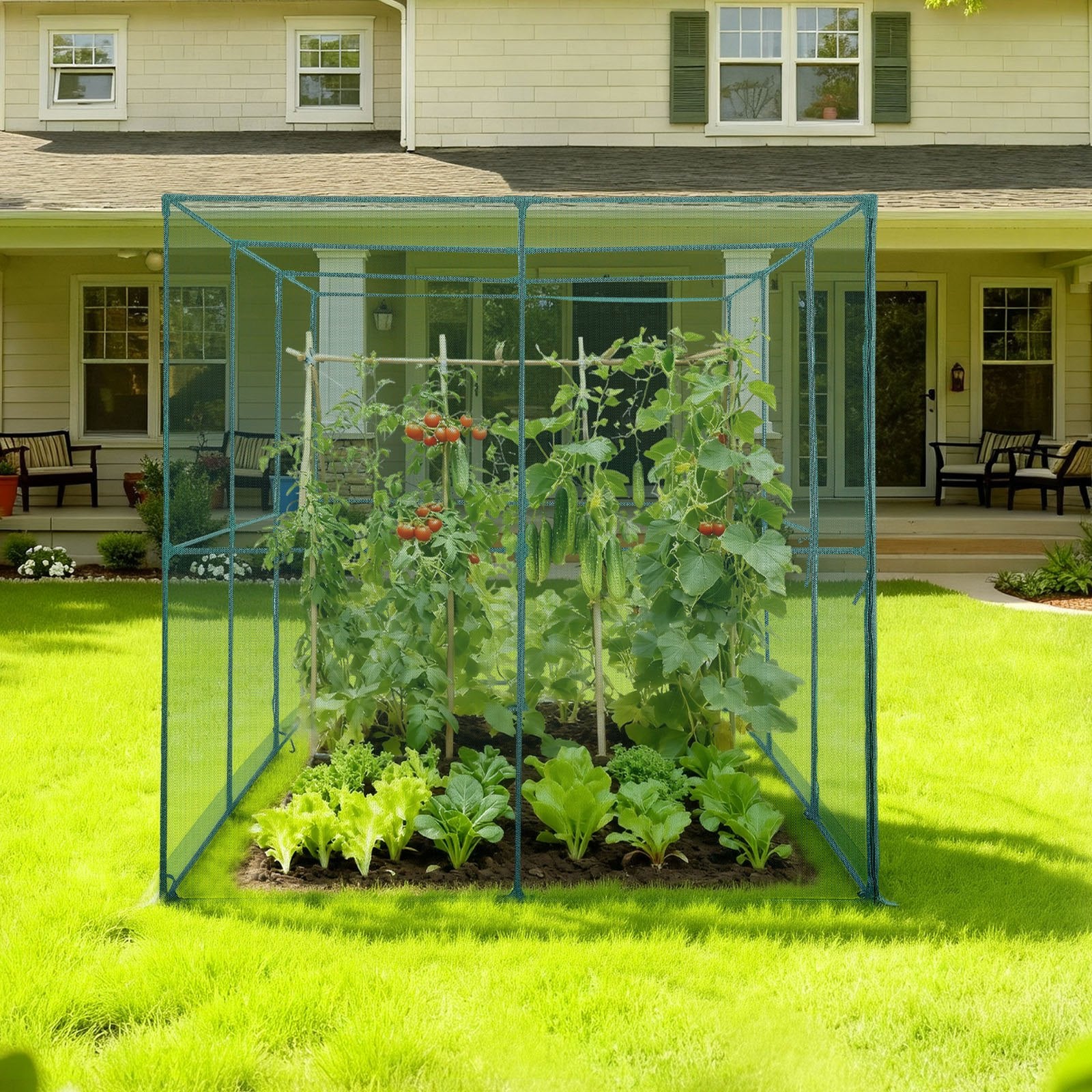 Kitchen Scales: VEVOR Crop Cage, 2.9 x 1.94 x 1.94 m Plant Protection Tent with Zippered Door, Wind-Resistant Tall Crop Cage, Easy to Install, Outdoor Raised Bed Cover, Tomato Plant Netting for Garden Patio Lawn