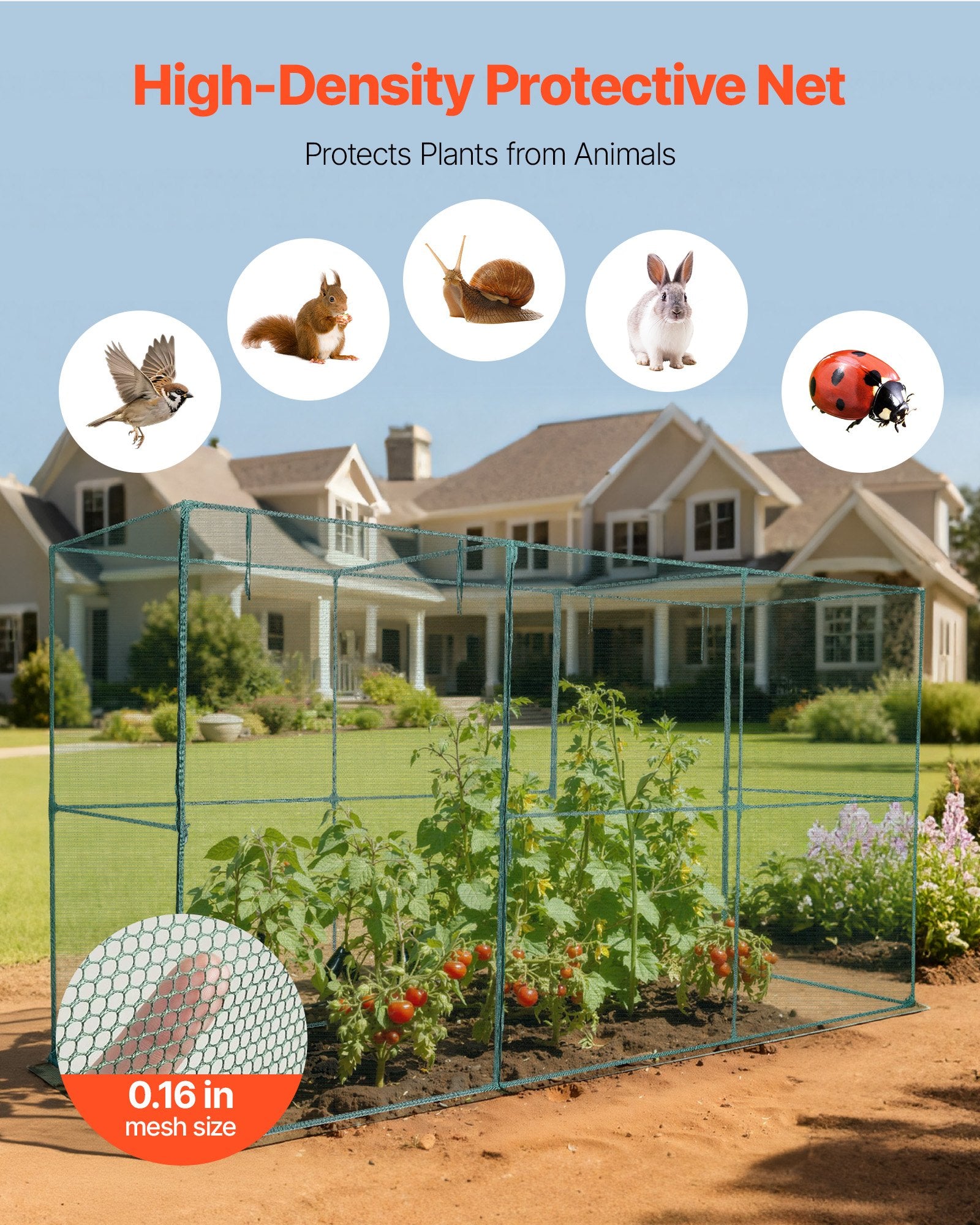 Kitchen Scales: VEVOR Crop Cage, 3.56 x 1.2 x 1.94 m Plant Protection Tent with Zippered Door, Wind-Resistant Tall Crop Cage, Easy to Install, Outdoor Raised Bed Cover, Tomato Plant Netting for Garden Patio Lawn