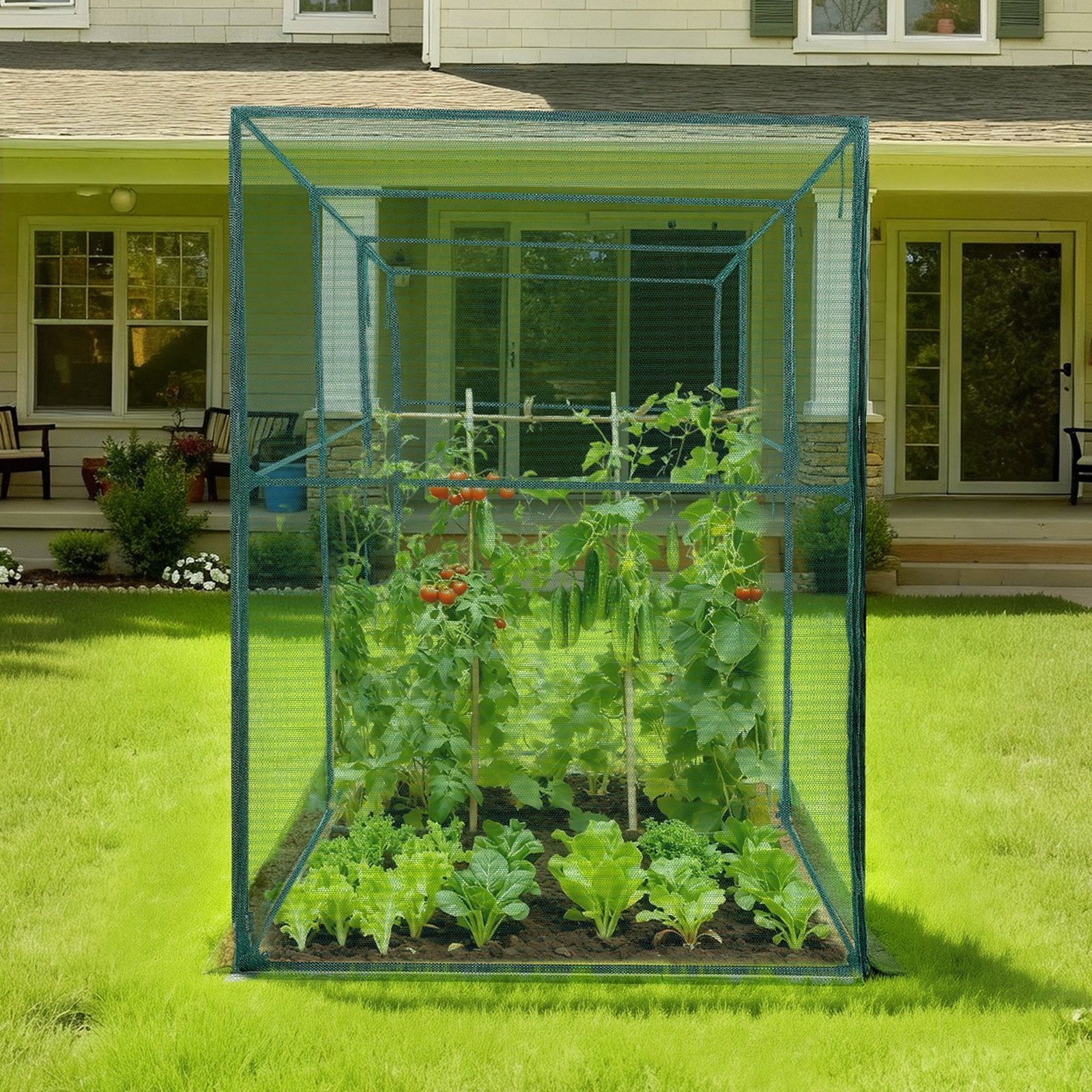 Kitchen Scales: VEVOR Crop Cage, 3.56 x 1.2 x 1.94 m Plant Protection Tent with Zippered Door, Wind-Resistant Tall Crop Cage, Easy to Install, Outdoor Raised Bed Cover, Tomato Plant Netting for Garden Patio Lawn