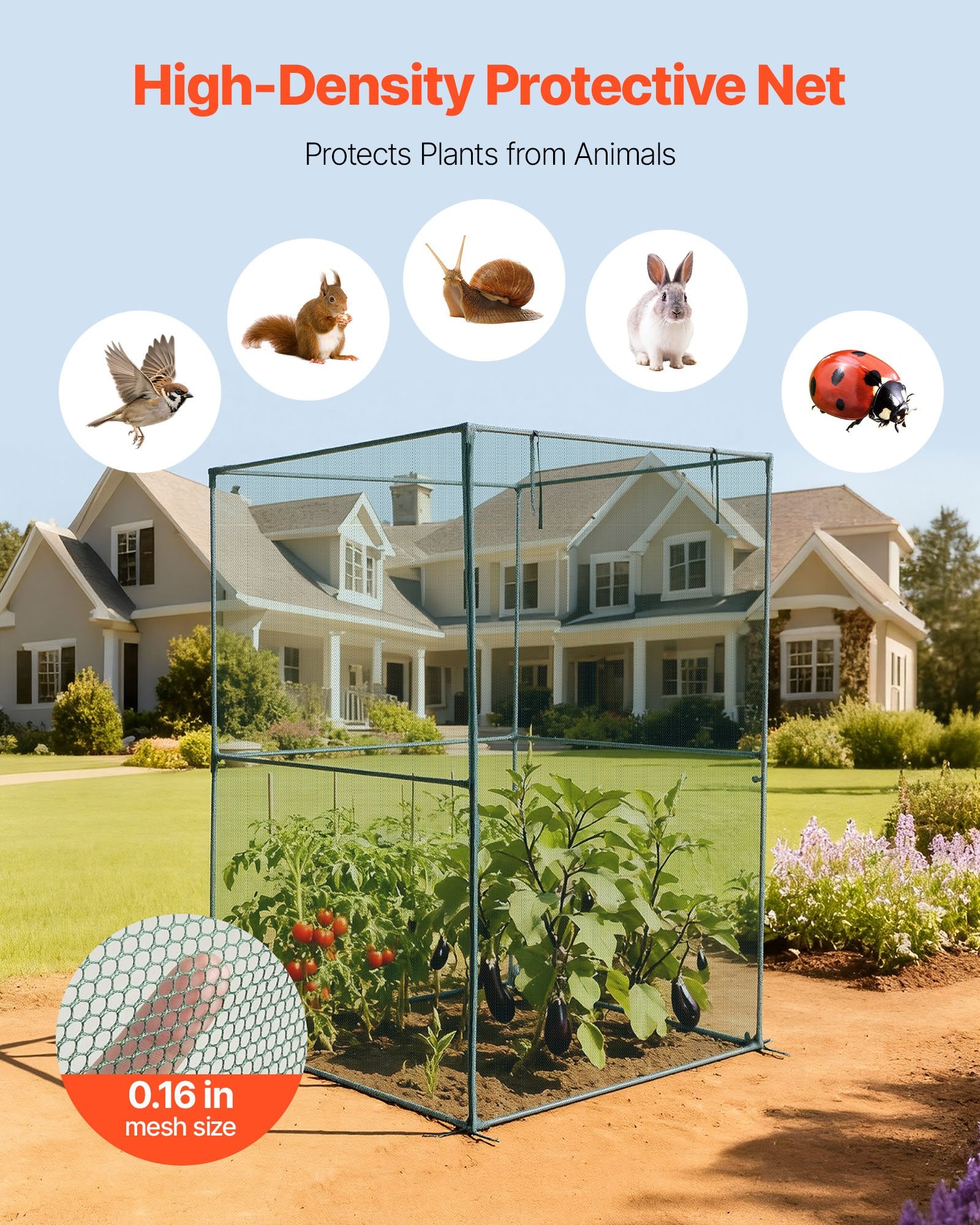 Kitchen Scales: VEVOR Crop Cage, 1.2 x 1.2 x 1.8 m Plant Protection Tent with Zippered Door, Wind-Resistant Tall Crop Cage, Easy to Install, Outdoor Raised Bed Cover, Tomato Plant Netting for Garden Patio Lawn