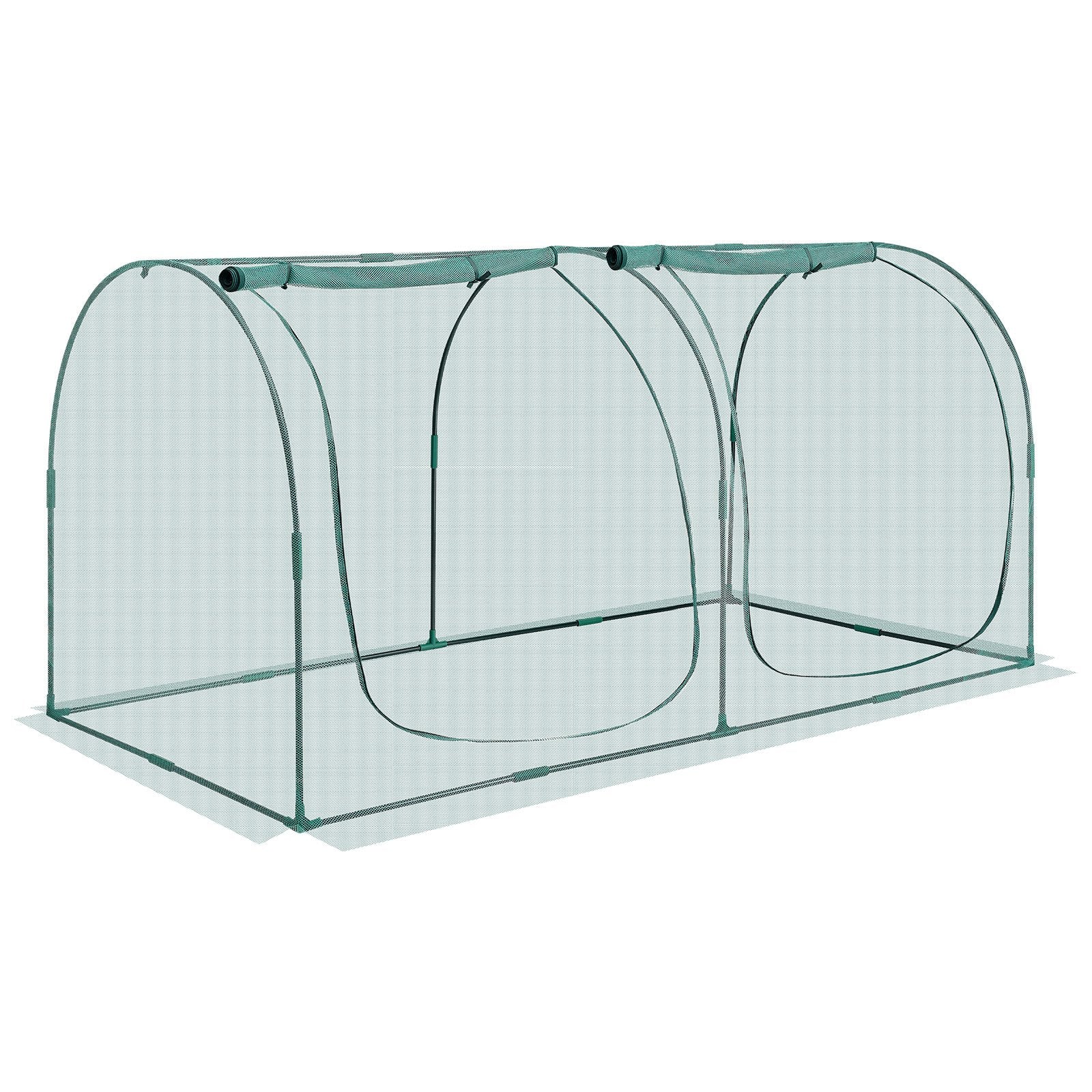 Crop Cage, 2.48 x 1.2 x 1.2 m Plant Protection Tent with Zippered Door, Wind-Resistant Tall Crop Cage, Easy to Install, Outdoor Raised Bed Cover with Frame, Plant Netting for Garden Patio Lawn