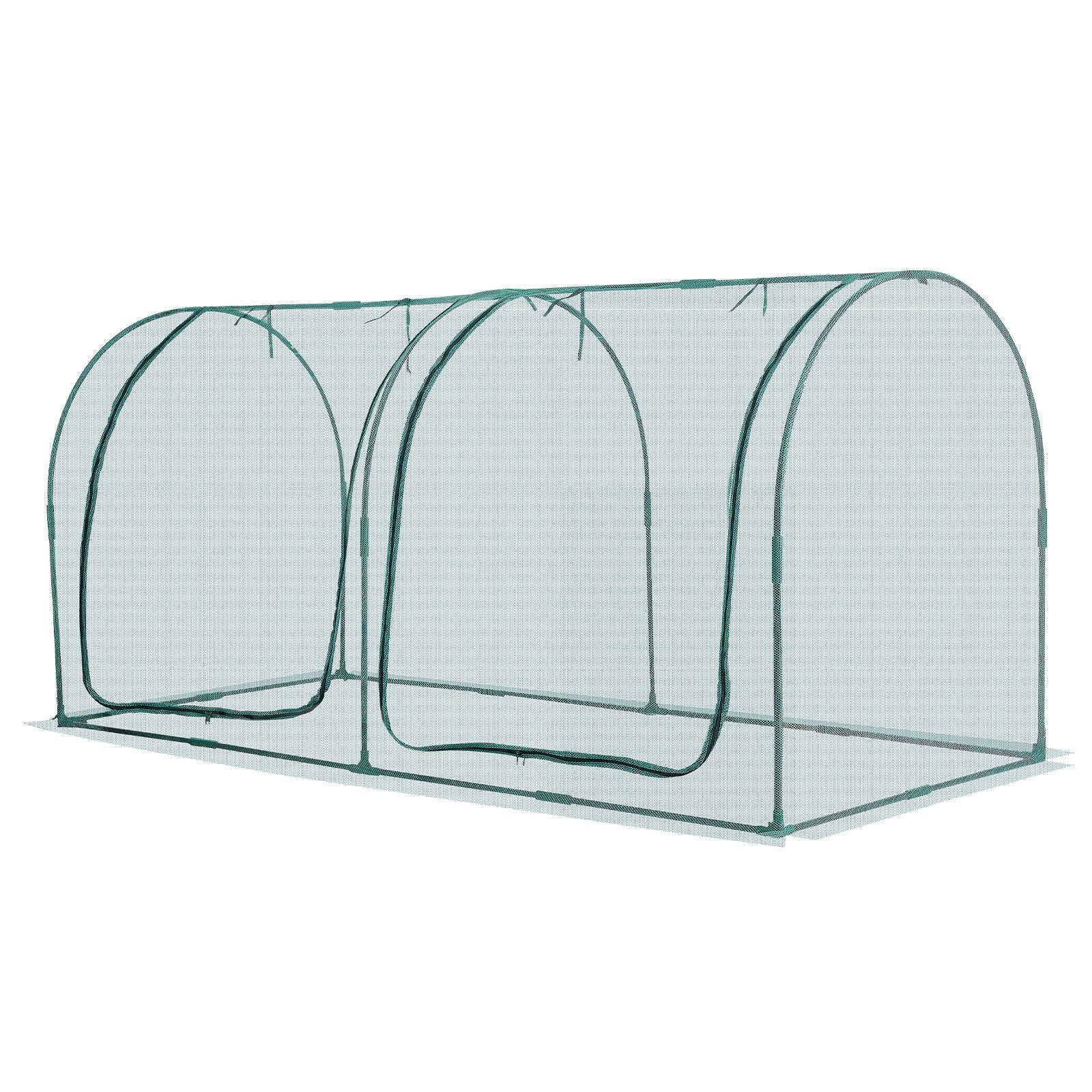 Crop Cage, 2.48 x 1.2 x 1.2 m Plant Protection Tent with Zippered Door, Wind-Resistant Tall Crop Cage, Easy to Install, Outdoor Raised Bed Cover with Frame, Plant Netting for Garden Patio Lawn