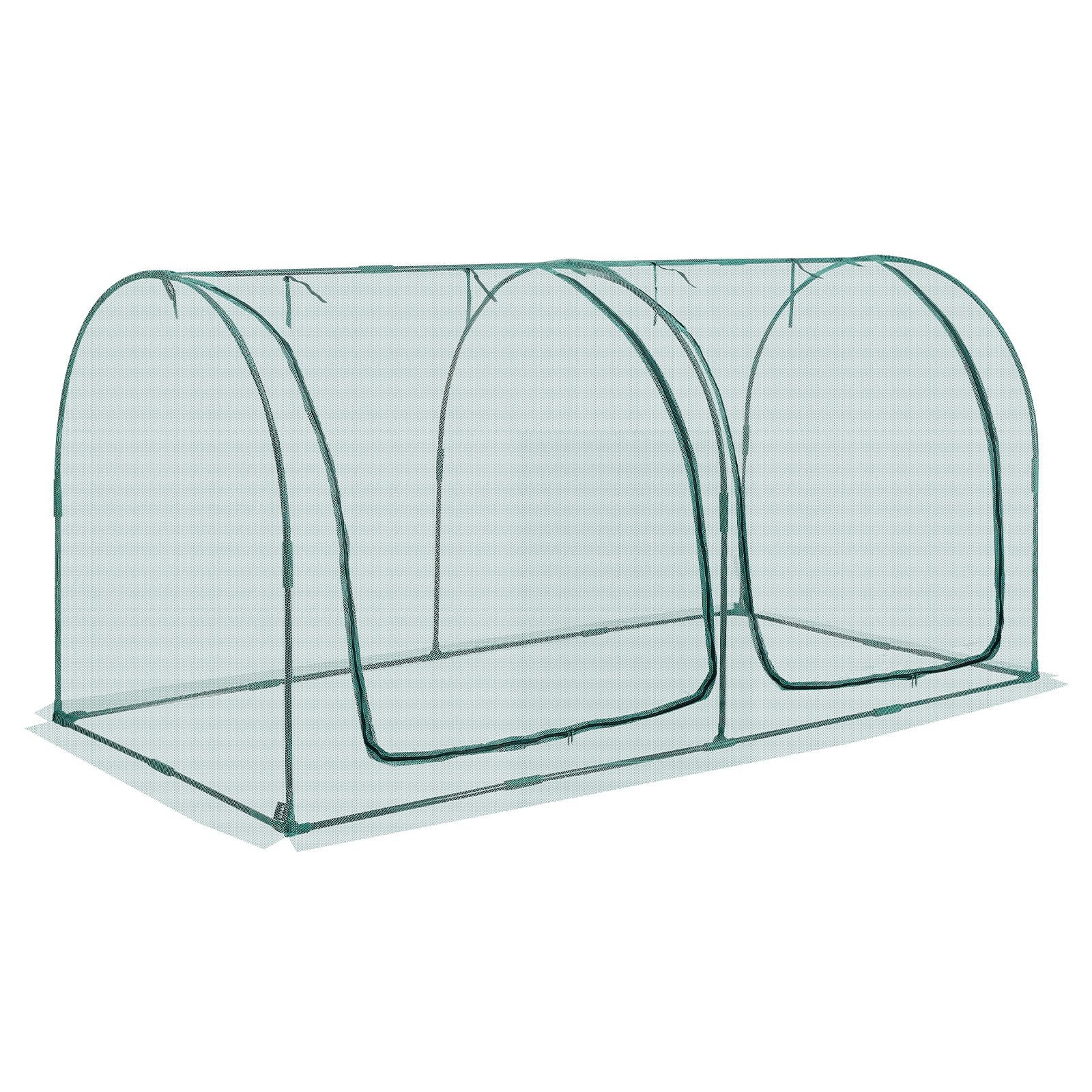 Crop Cage, 2.48 x 1.2 x 1.2 m Plant Protection Tent with Zippered Door, Wind-Resistant Tall Crop Cage, Easy to Install, Outdoor Raised Bed Cover with Frame, Plant Netting for Garden Patio Lawn