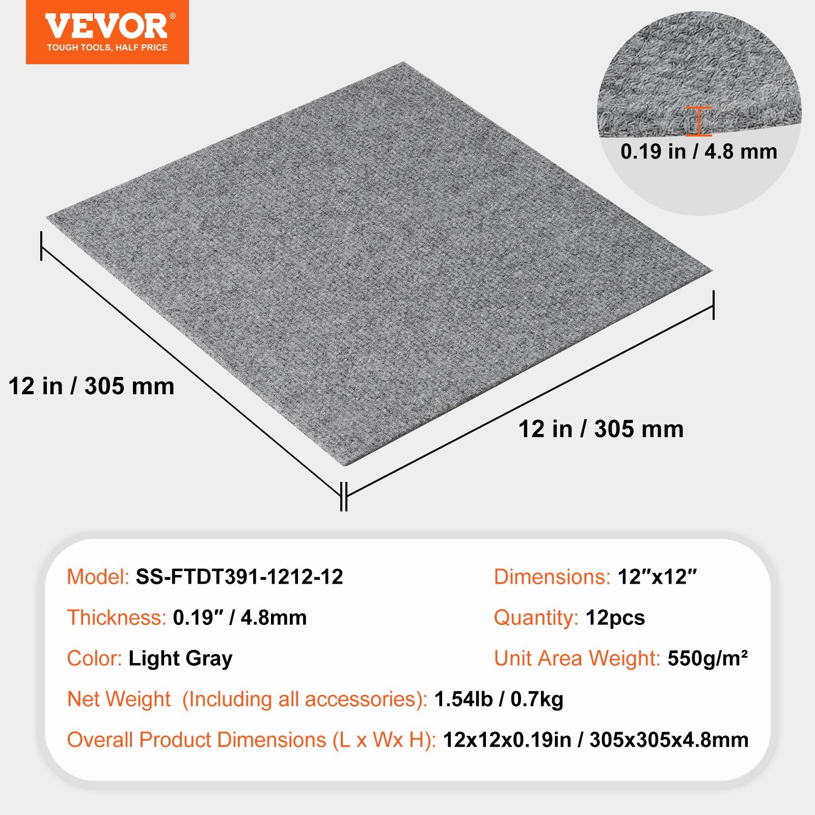 Automotive Decor: VEVOR Carpet Tiles Peel and Stick, Squares Self Adhesive Carpet Floor Tile, Soft Padded Carpet Tiles, Easy Install DIY for Bedroom Living Room Indoor Outdoor (12 Tiles, Light Gray)
