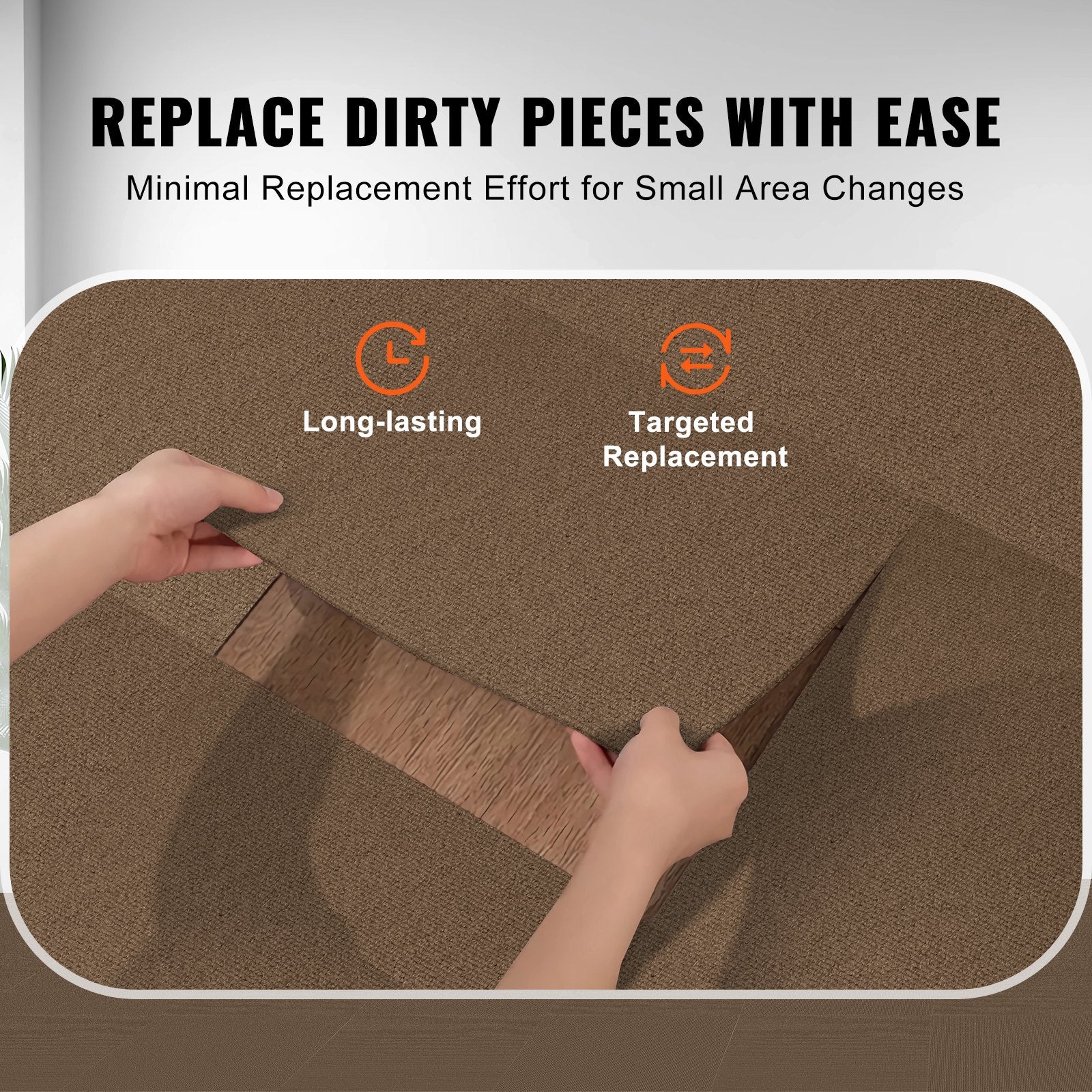 Flooring: VEVOR Carpet Tiles Peel and Stick, Squares Self Adhesive Carpet Floor Tile, Soft Padded Carpet Tiles, Easy Install DIY for Bedroom Living Room Indoor Outdoor (10 Tiles, Dark Brown)