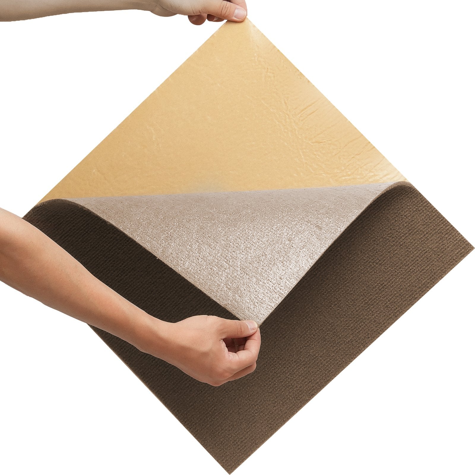 Flooring: VEVOR Carpet Tiles Peel and Stick, Squares Self Adhesive Carpet Floor Tile, Soft Padded Carpet Tiles, Easy Install DIY for Bedroom Living Room Indoor Outdoor (10 Tiles, Dark Brown)