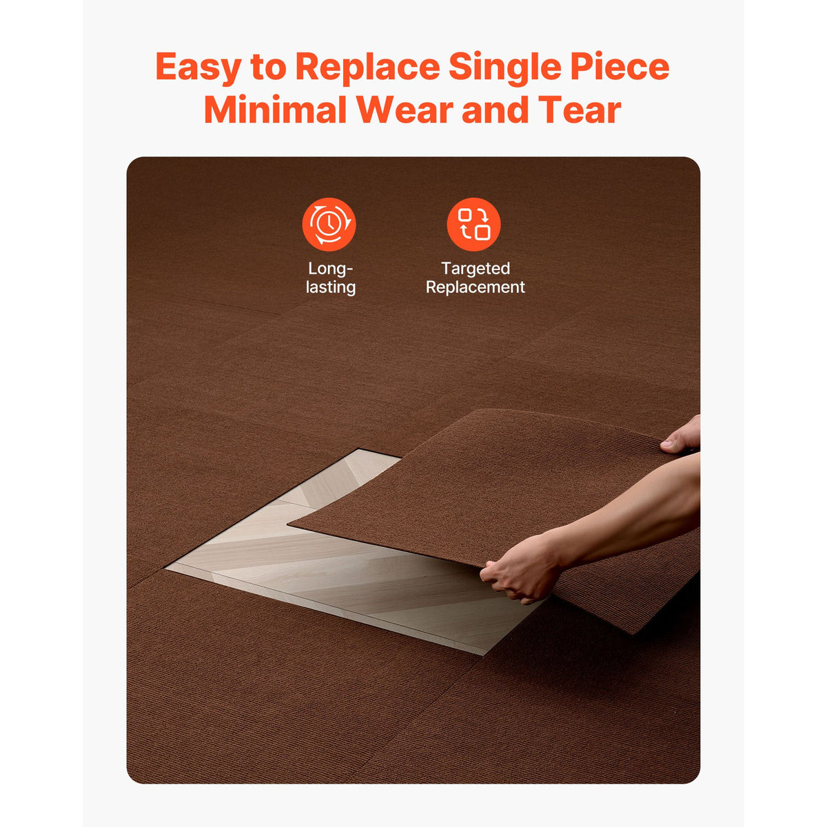 Carpet Tiles 610x610 mm, 20 PCS Peel and Stick Carpet Square Rug, Self Adhesive Commercial Floor Soft Padded for Seamless Cover 7.4㎡, Easy DIY Replacement for Living Room Office, Dark Brown