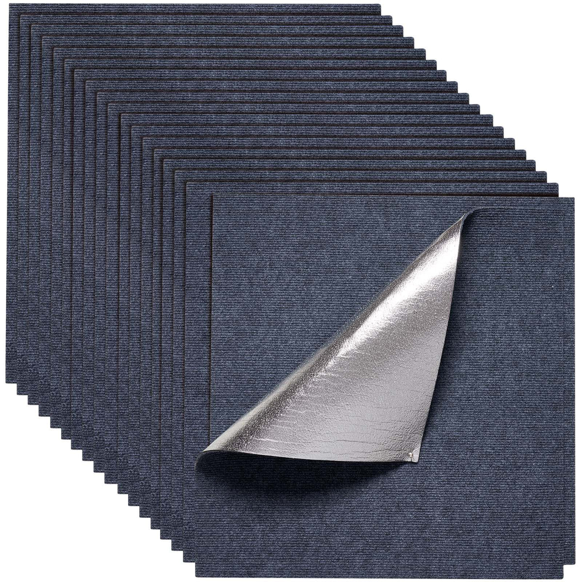 Carpet Tiles 610x610 mm, 15 Pack Peel and Stick Carpet Square Rug, Self Adhesive Commercial Floor Soft Padded for Seamless Cover 5.6㎡, Easy DIY Replacement for Living Room Office, Gray