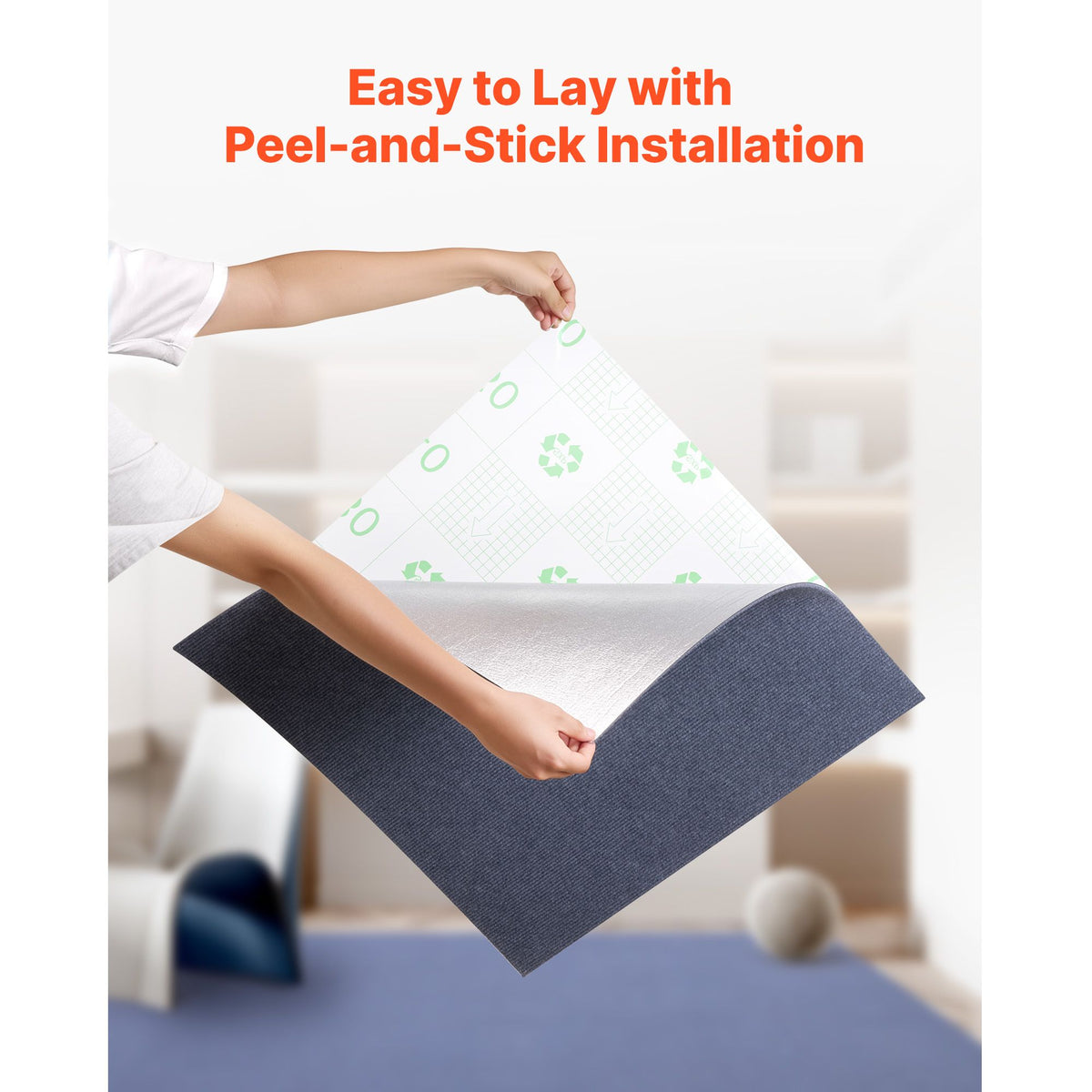 Carpet Tiles 610x610 mm, 15 Pack Peel and Stick Carpet Square Rug, Self Adhesive Commercial Floor Soft Padded for Seamless Cover 5.6㎡, Easy DIY Replacement for Living Room Office, Gray