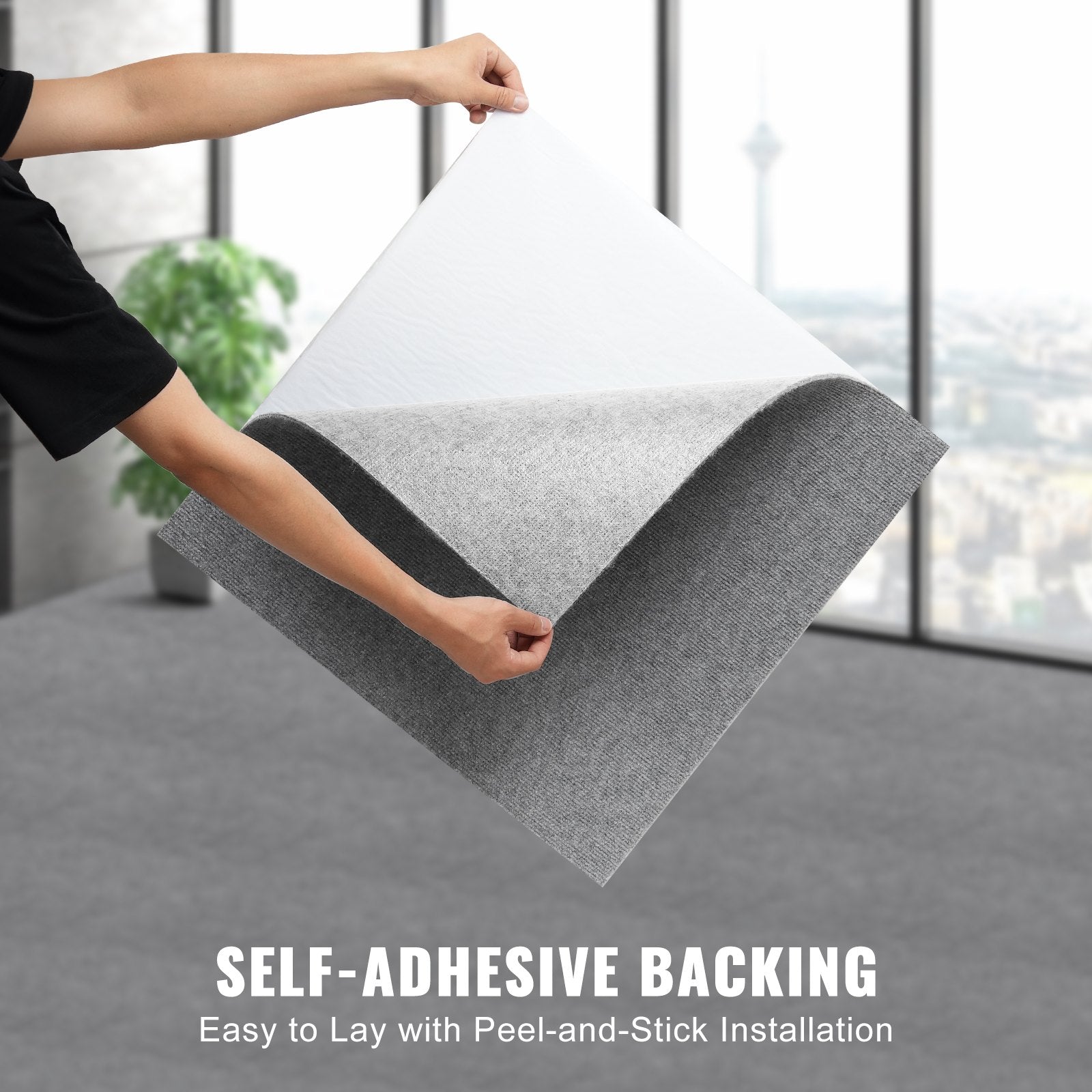 Automotive Decor: VEVOR Carpet Tiles Peel and Stick, Squares Self Adhesive Carpet Floor Tile, Soft Padded Carpet Tiles, Easy Install DIY for Bedroom Living Room Indoor Outdoor (9Tiles, Light Gray)