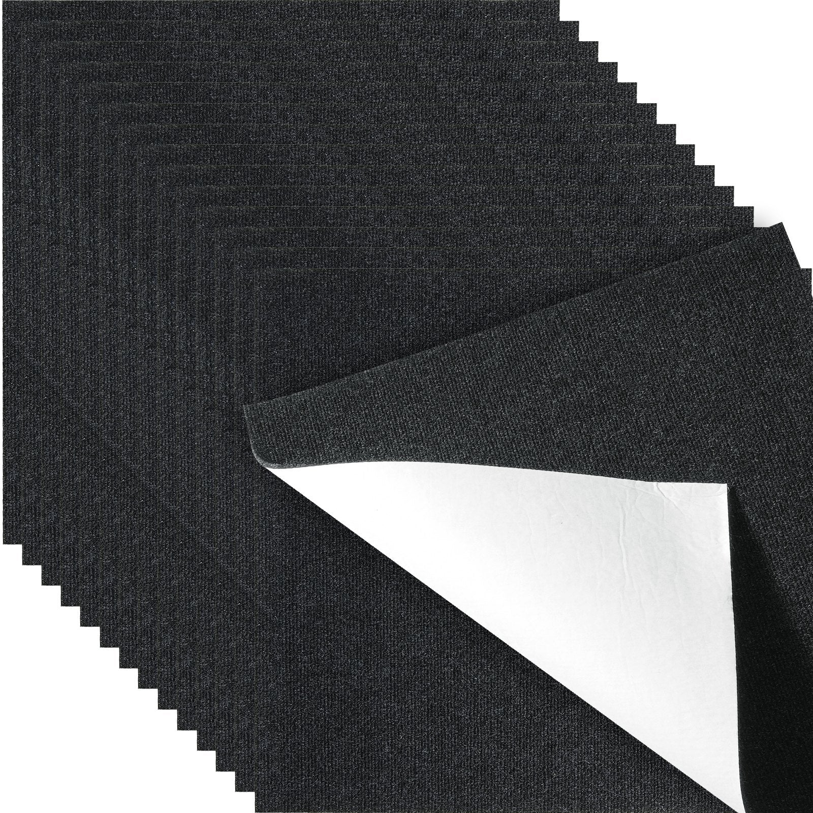 Flooring: VEVOR Carpet Tiles Peel and Stick, 24” x 24” Squares Self Adhesive Carpet Floor Tile, Soft Padded Carpet Tiles, Easy Install DIY for Bedroom Living Room Indoor Outdoor (15Tiles, Carbon Black)