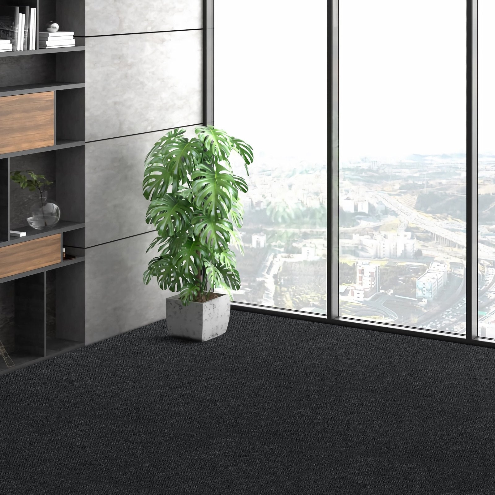Flooring: VEVOR Carpet Tiles Peel and Stick, 24” x 24” Squares Self Adhesive Carpet Floor Tile, Soft Padded Carpet Tiles, Easy Install DIY for Bedroom Living Room Indoor Outdoor (15Tiles, Carbon Black)