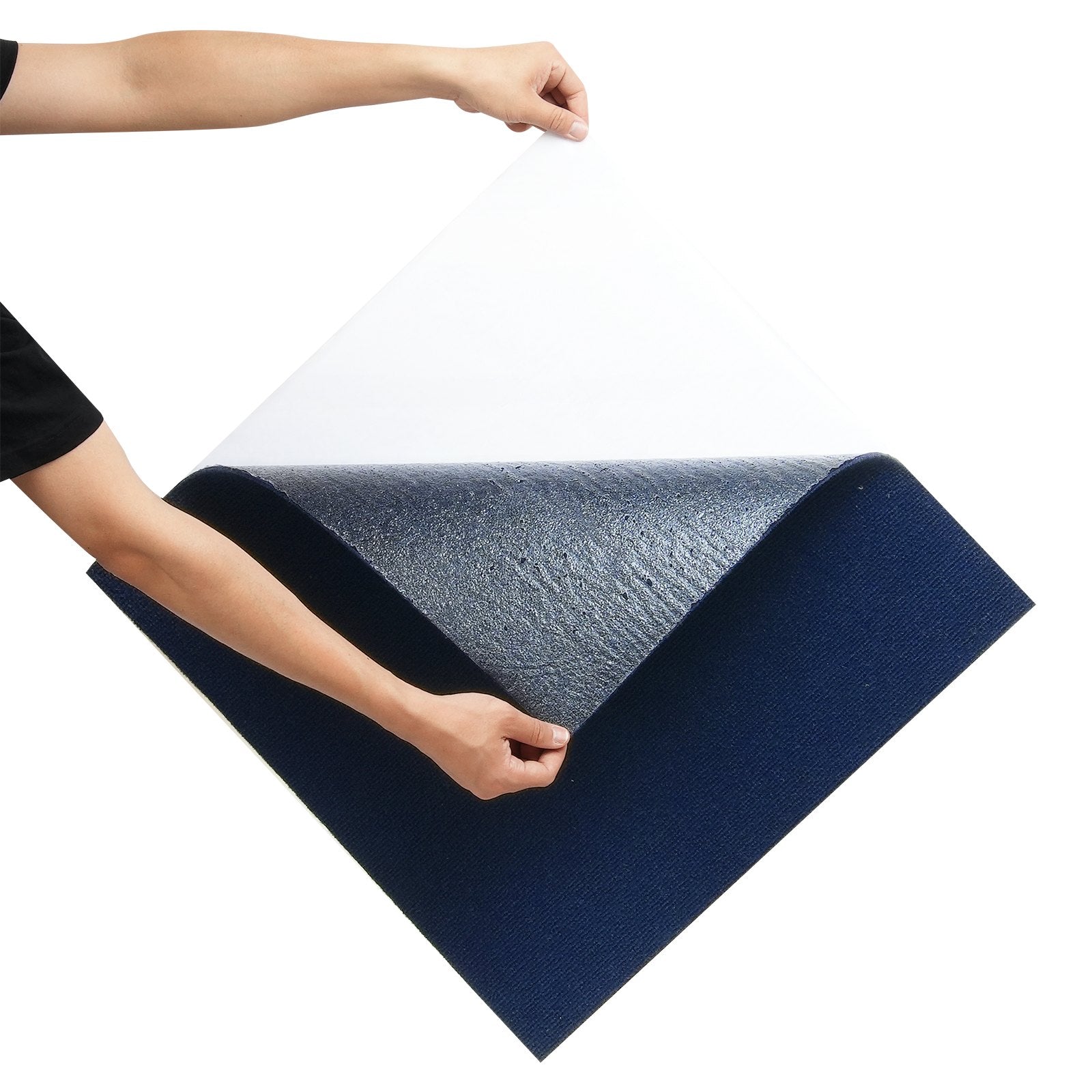 Carpet Tiles Peel and Stick, Squares Self Adhesive Carpet Floor Tile, Soft Padded Carpet Tiles, Easy Install DIY for Bedroom Living Room Indoor Outdoor (15Tiles, Dark Blue)