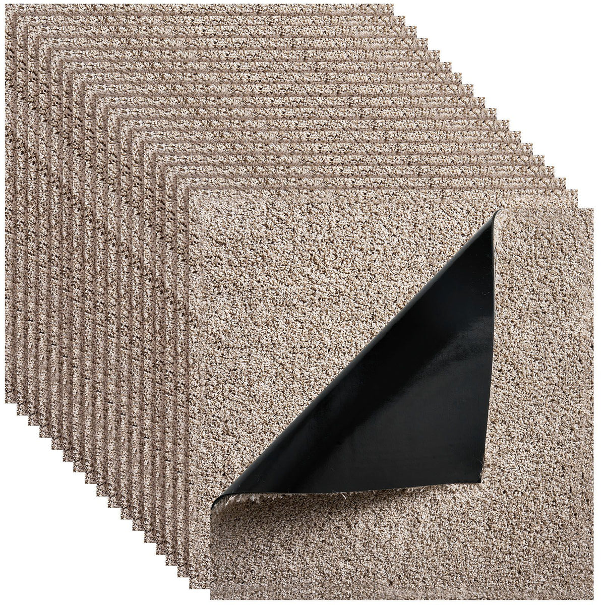 Carpet Tiles 457x457 mm, 10 Pack Carpet Square Rug Detachable & Damage-free, Self Adhesive Home Floor Soft Plush Padded for 2.1㎡ Coverage, Easy DIY for Living Room & Bedroom, Light Brown