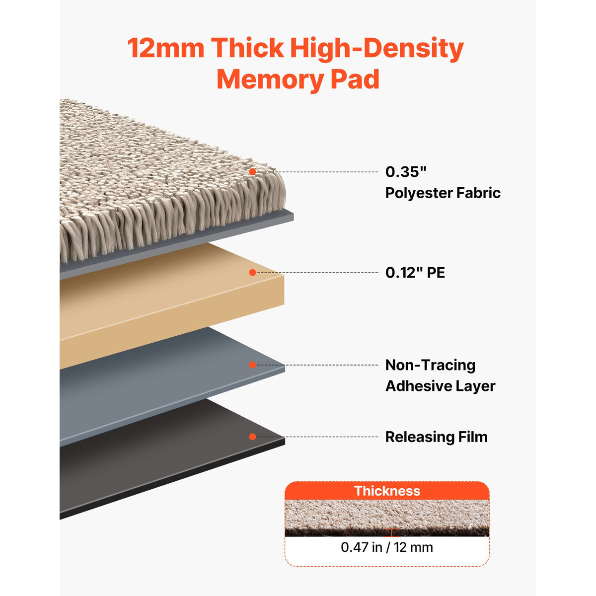 Carpet Tiles 457x457 mm, 10 Pack Carpet Square Rug Detachable & Damage-free, Self Adhesive Home Floor Soft Plush Padded for 2.1㎡ Coverage, Easy DIY for Living Room & Bedroom, Light Brown
