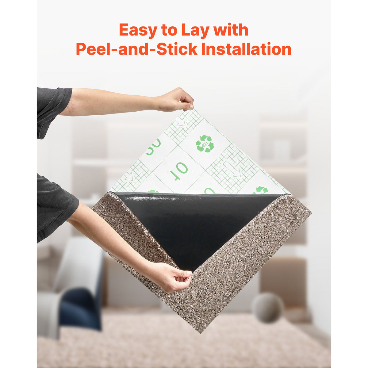 Carpet Tiles 457x457 mm, 10 Pack Carpet Square Rug Detachable & Damage-free, Self Adhesive Home Floor Soft Plush Padded for 2.1㎡ Coverage, Easy DIY for Living Room & Bedroom, Light Brown