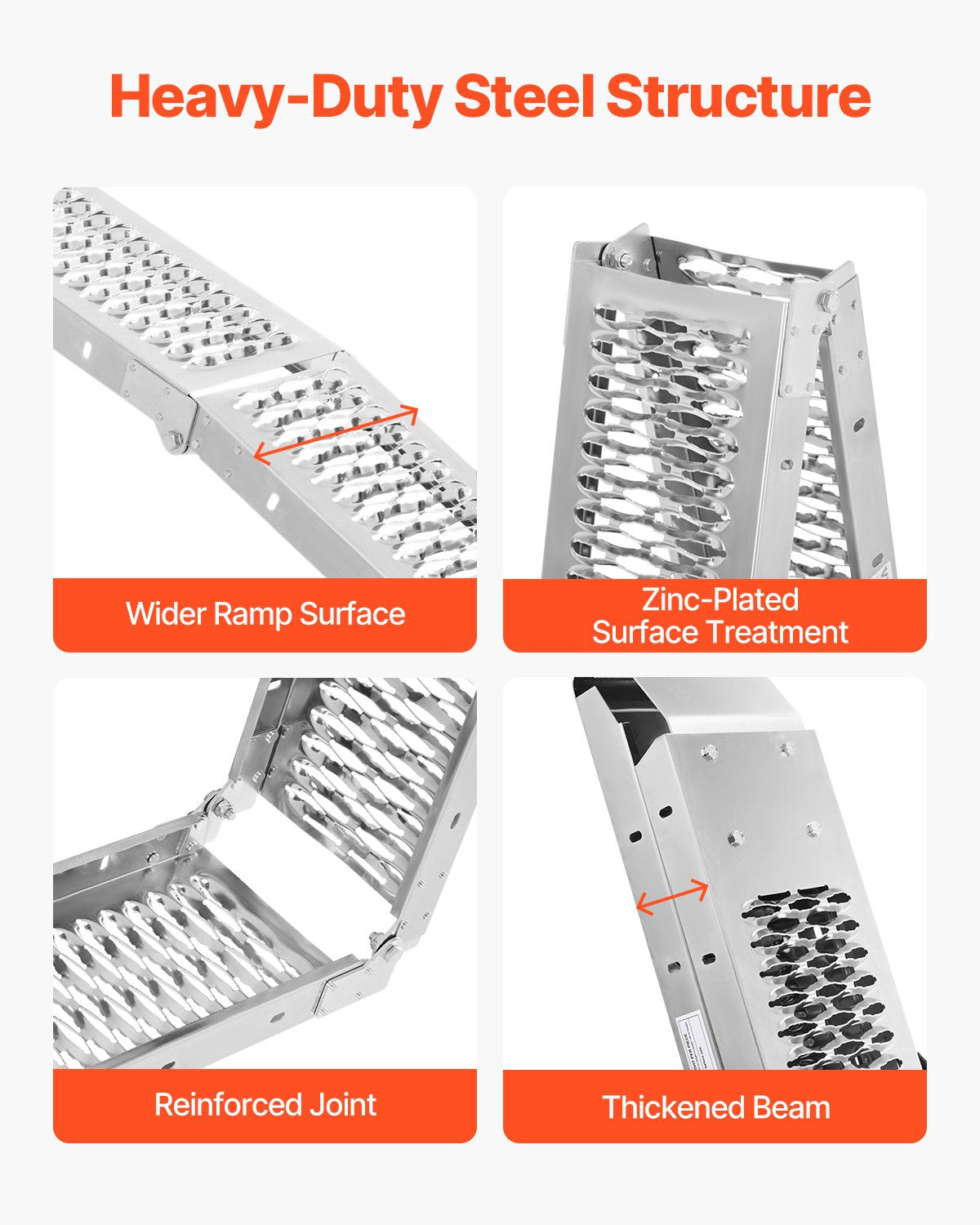 Automotive Loading Ramps: VEVOR Steel Ramps, 1000 lbs, 2Pcs Heavy-duty Ramps with Wider Ramp Surface, Universal Stable Loading Ramp with Handles, Fit for ATV, UTV, Motorcycle, Electric Bicycle, etc.