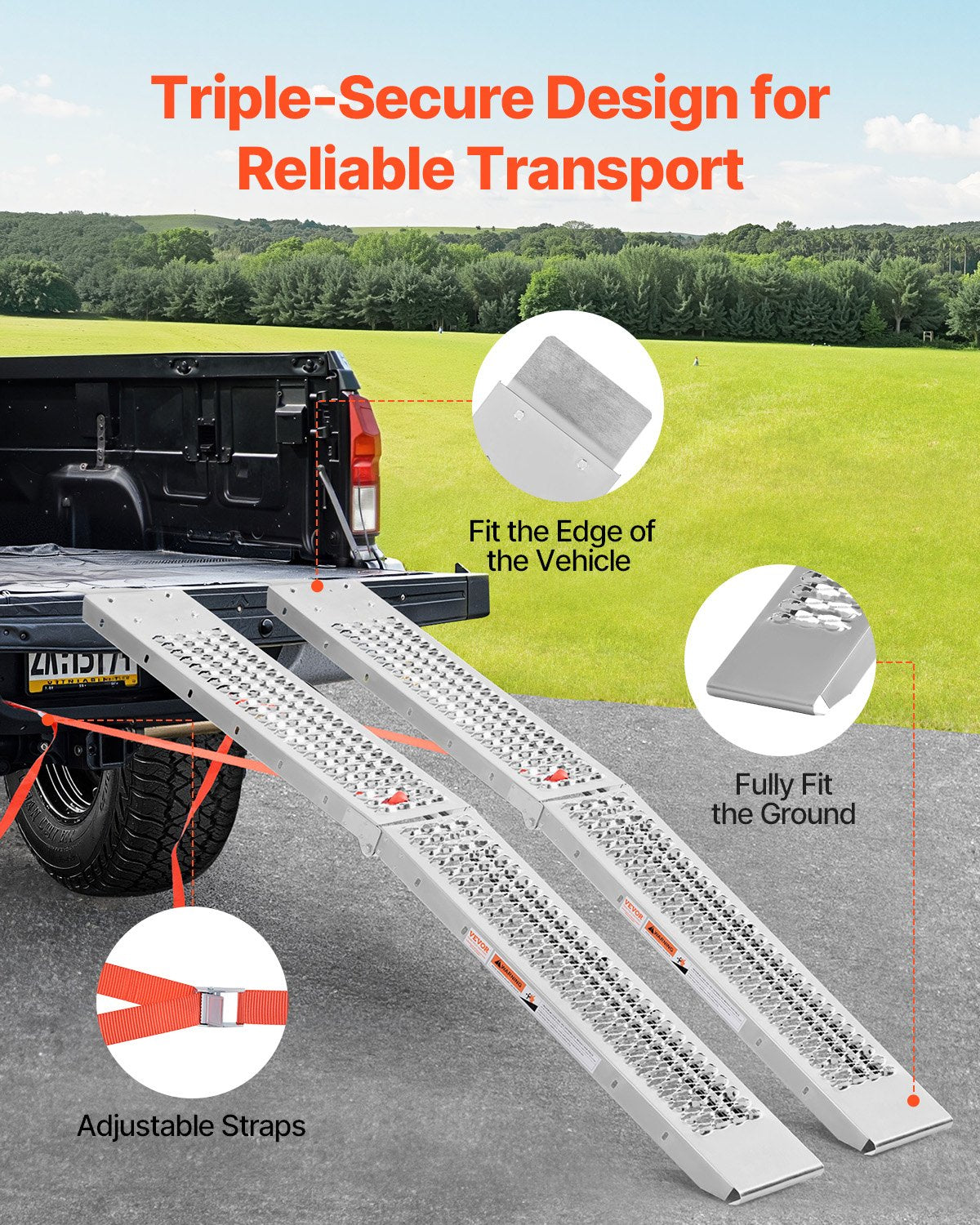 Automotive Loading Ramps: VEVOR Steel Ramps, 1000 lbs, 2Pcs Heavy-duty Ramps with Wider Ramp Surface, Universal Stable Loading Ramp with Handles, Fit for ATV, UTV, Motorcycle, Electric Bicycle, etc.